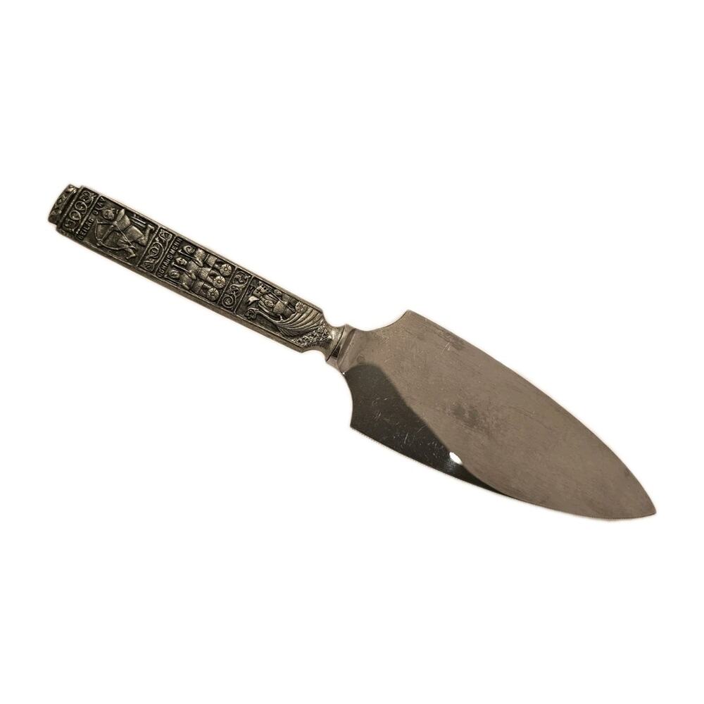 Vintage HEILAG OLAV Pewter Handled Serrated‎ Pie Server NORWAY HS Konge Tinn